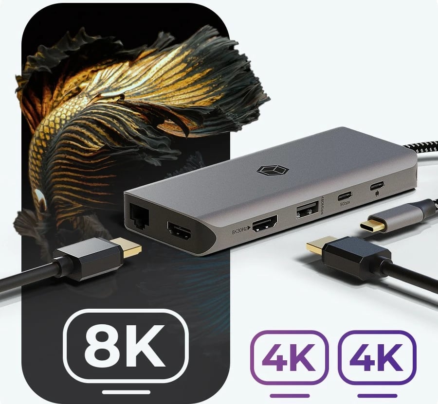 Stacion dokimi IcyBox IB-DK4061-CPD 12-në-1, 2xHDMI, PD 100W, antracit