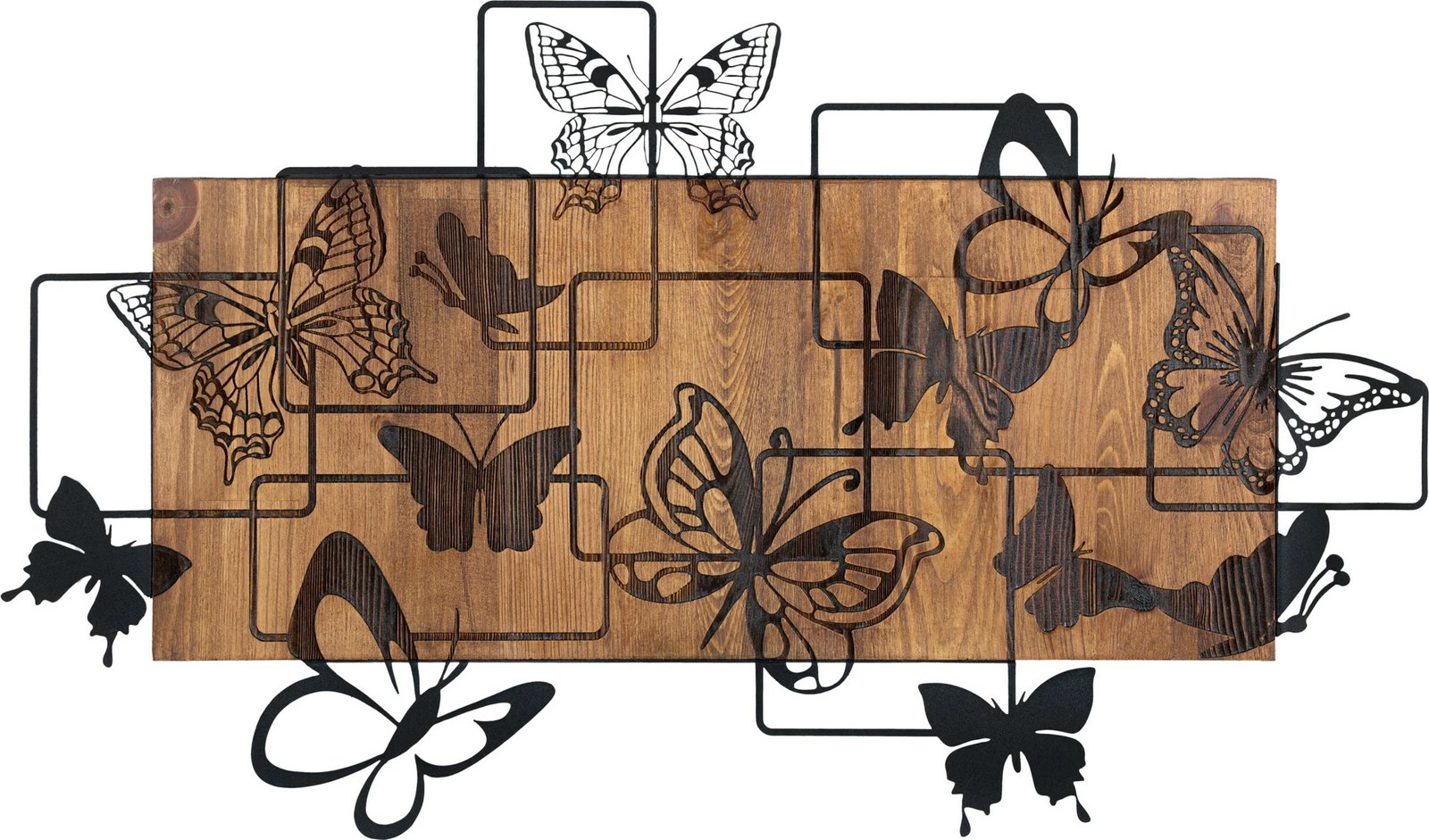 Aksesore dekorativ prej druri për mur, Wallity, Legendary, ngjyrë e zezë dhe arre, 73x42.5cm