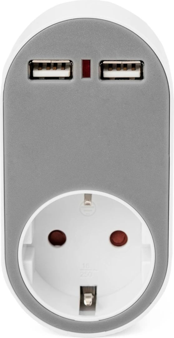 Adapter universal prizë Digitus me 2 USB-A, gri/bardhë