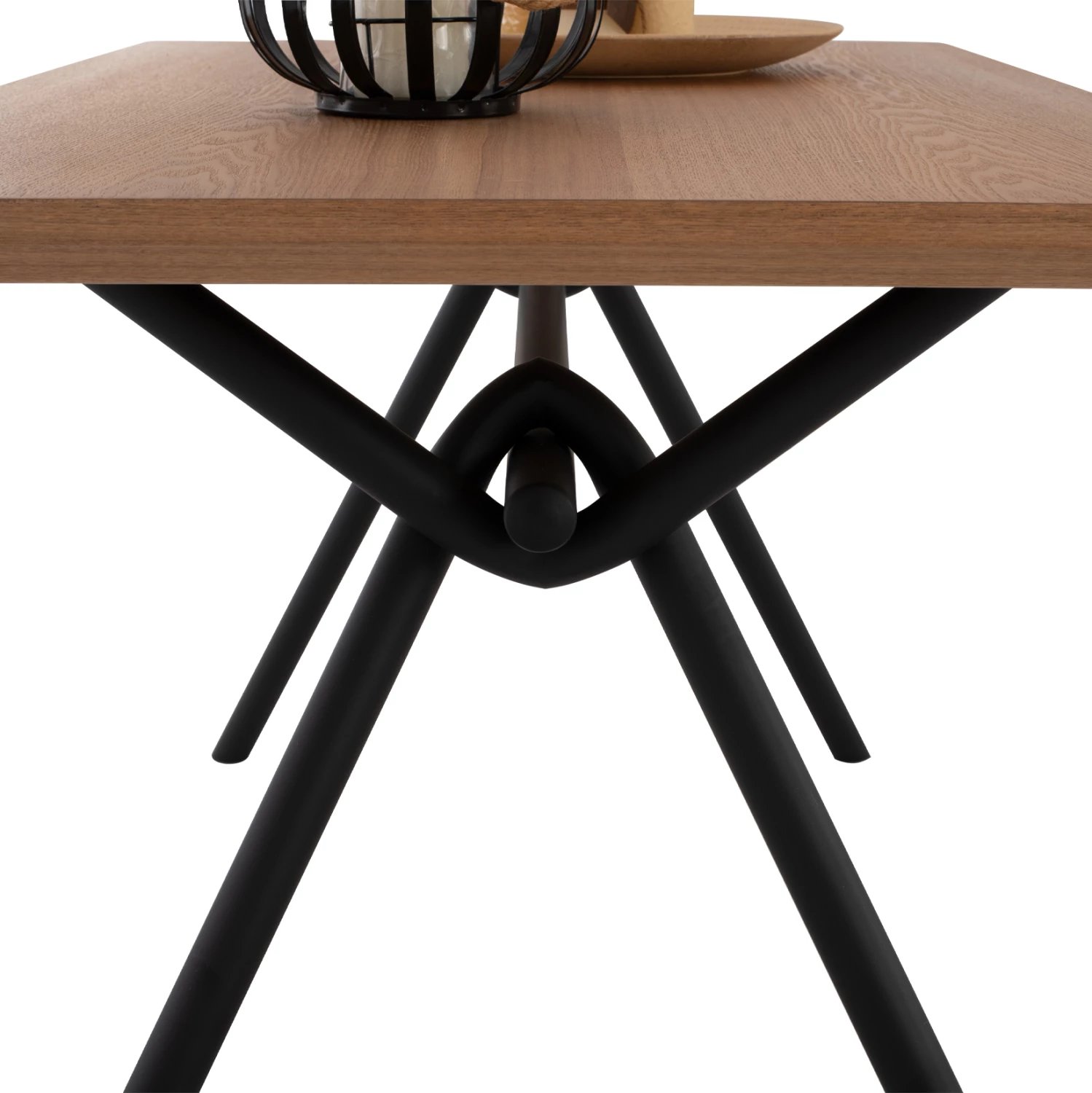 Tavolinë ngrënieje MANDY FH9302.01 sipërfaqe MDF me furnir druri lisi këmbë metalike 140x80x75H