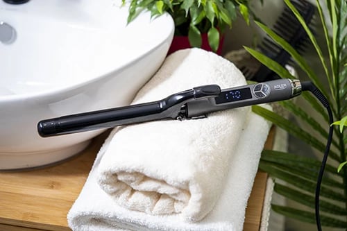 Mërdredhëse flokësh, Adler, AD 2114, 25 mm, ekran LCD, kontroll digjital i temperaturës, veshje qeramike, gri/zezë