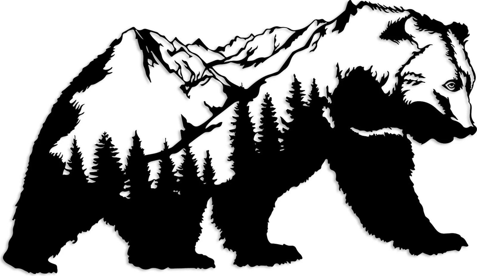 Aksesor dekorativ metalik për mur, Wallity Orso-1, ngjyrë e zezë, 71x41cm