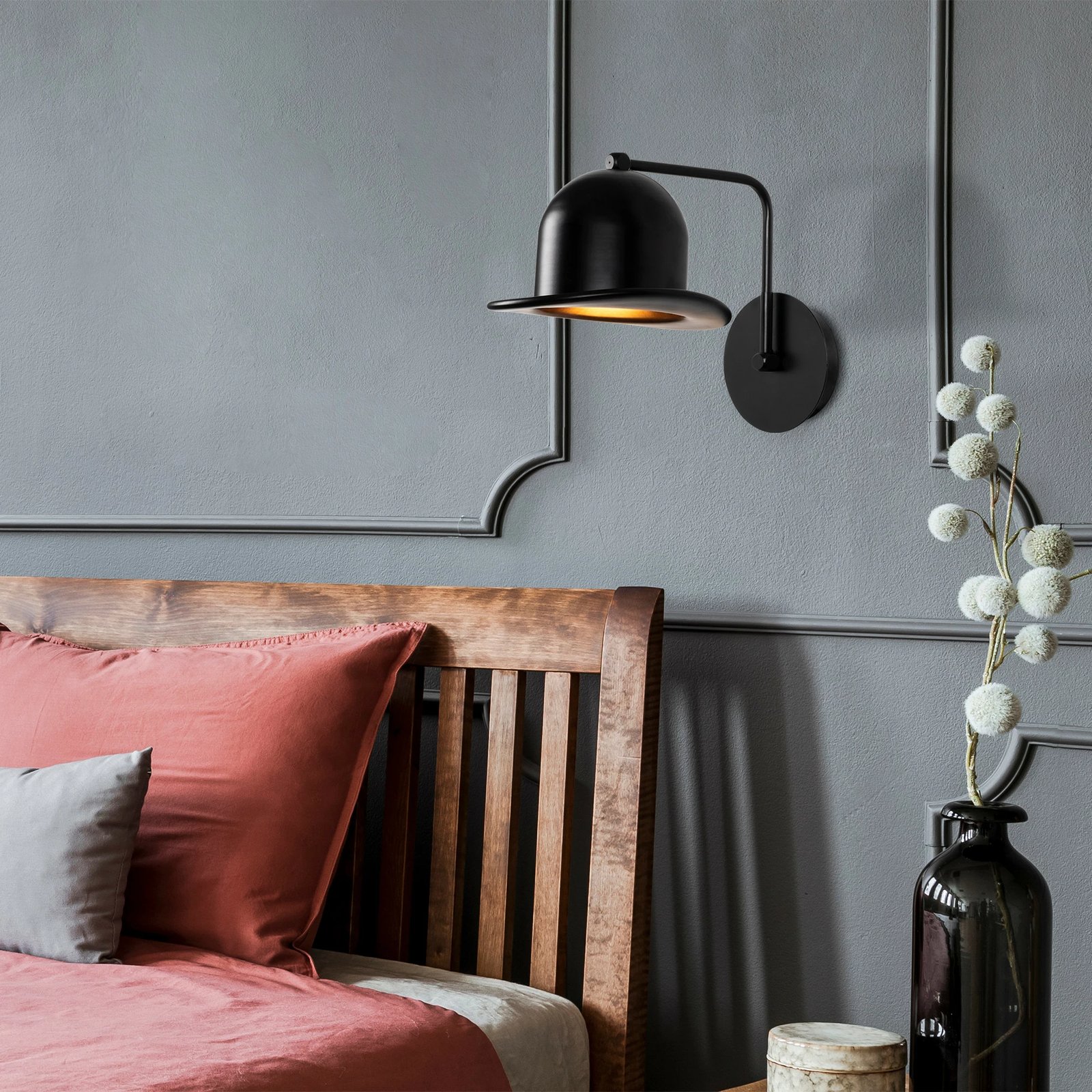 Llambë muri Opviq, Fötr Sivani, e zezë, MR-324 Llambë muri Opviq, Fötr Sivani, e zezë, MR-324