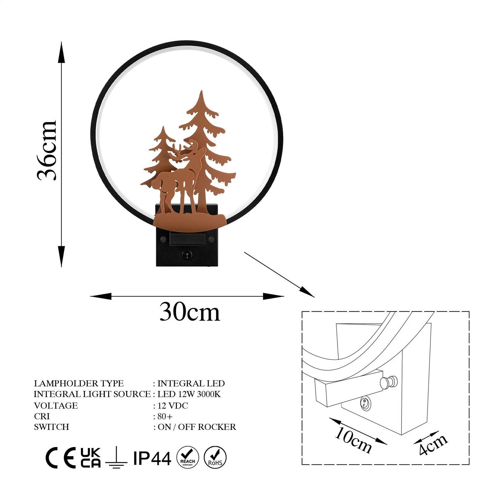 Llambë muri dekorative Opviq, XMAS24, e zezë dhe bakri