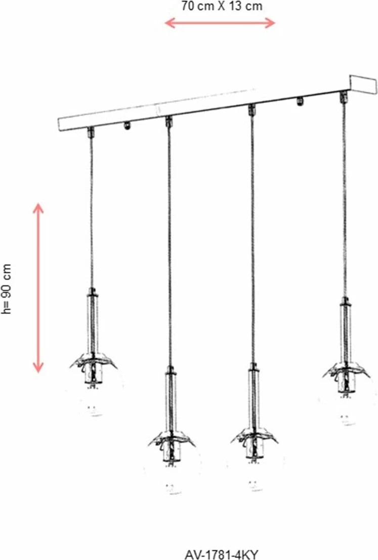 Llambë tavani Opviq, krom, AV-1781-4KY