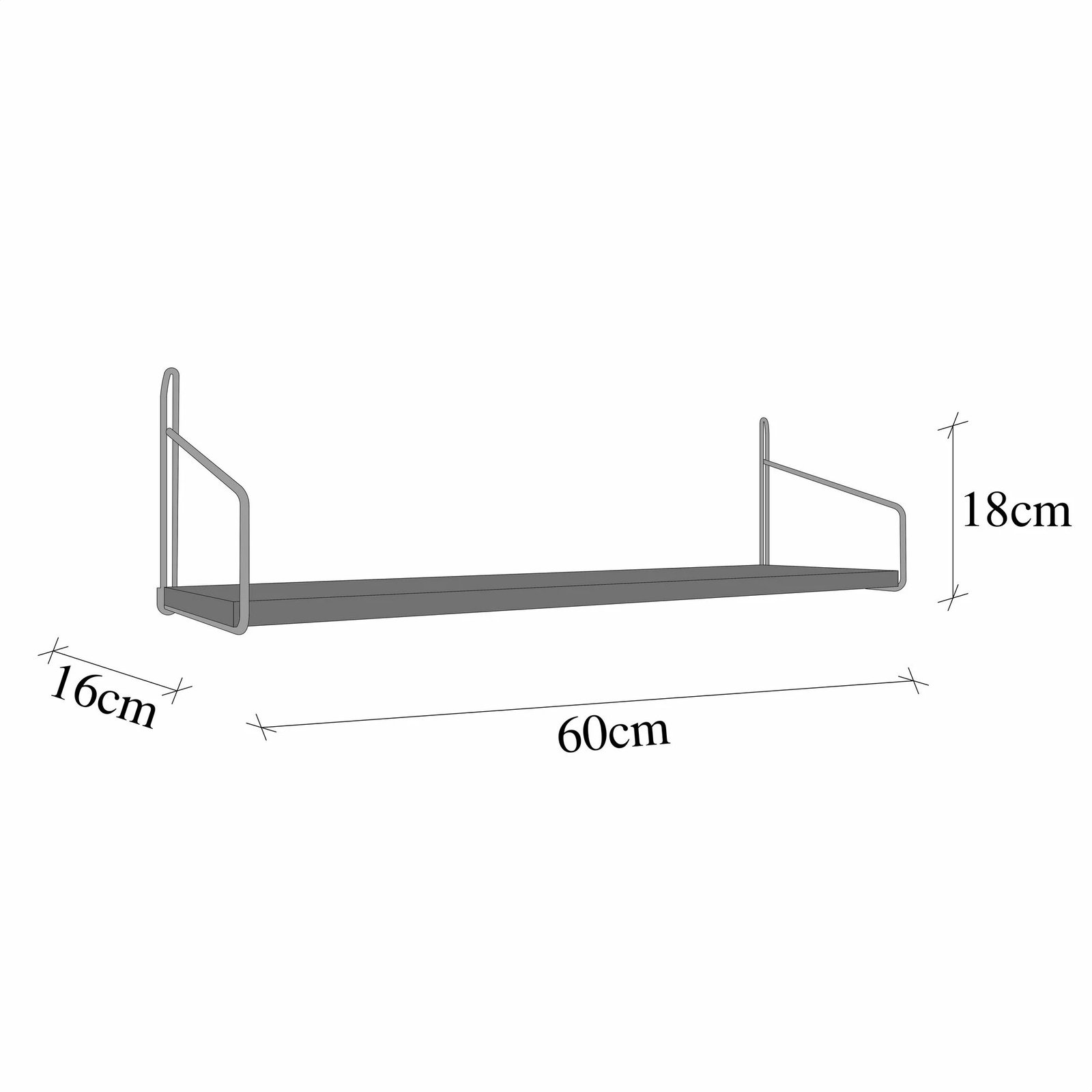 Raft muri Hanah Home, 60 cm, ngjyrë ari dhe kafe, ekstra i gjatë