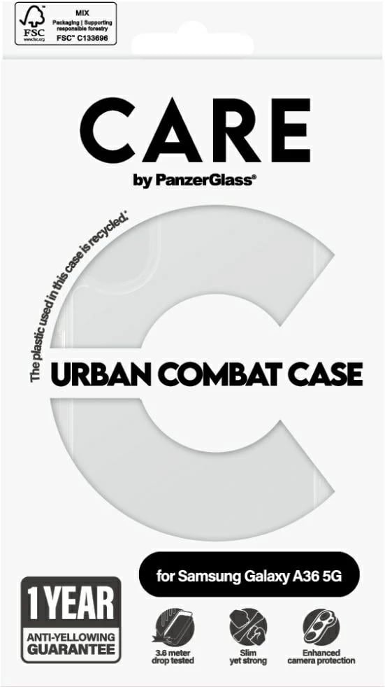 Mbështjellës PanzerGlass CARE Urban Combat Case për Samsung Galaxy A36 5G, Transparent