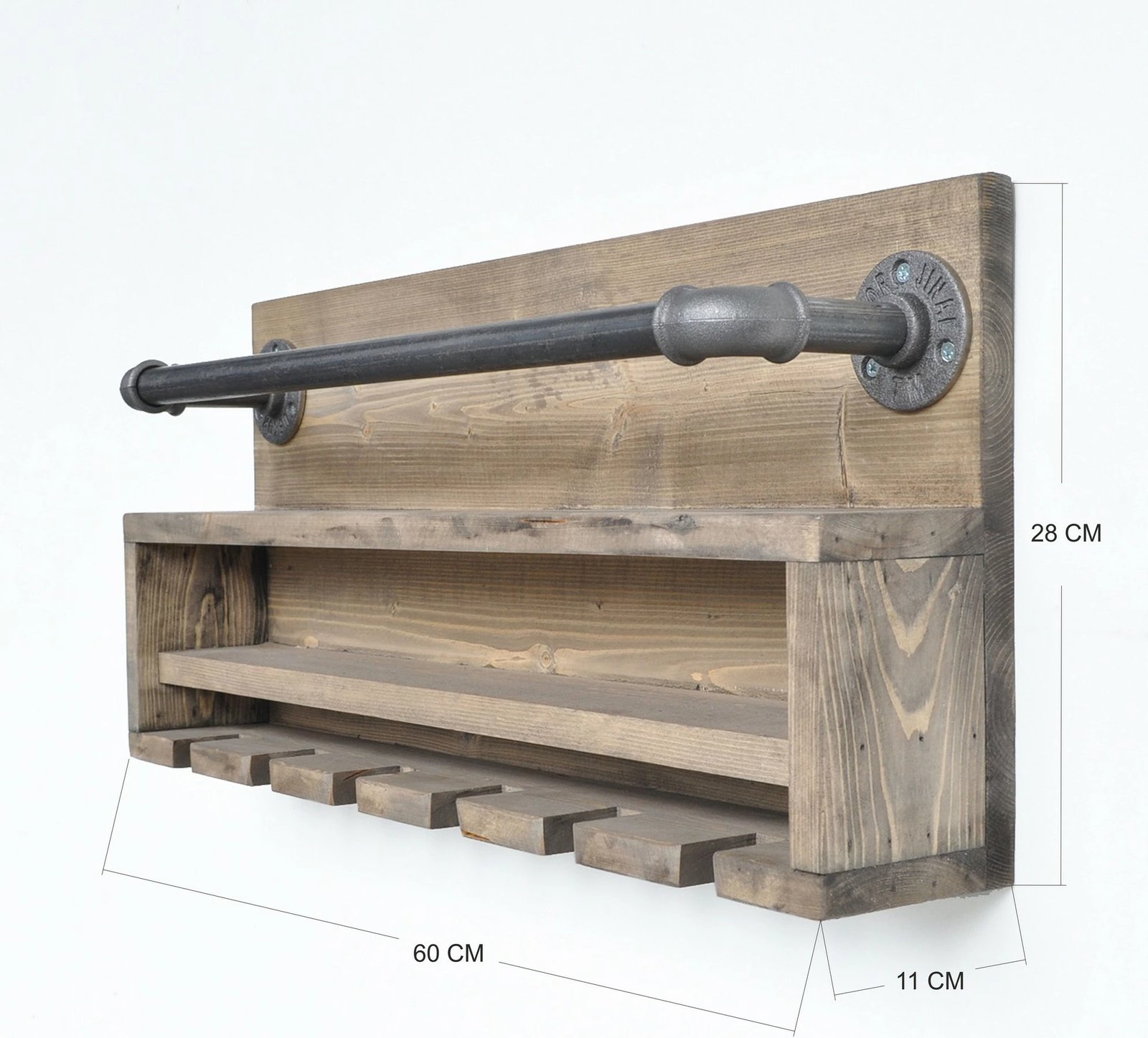 Raft muri me tuba, dru bredhi, ngjyrë arre e zezë, Boruraf216