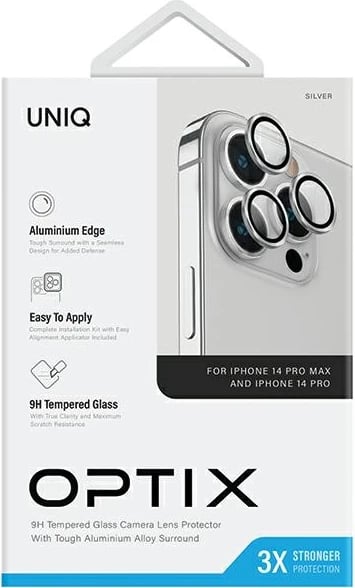 Mbrojtës lentash UNIQ Optix për iPhone 14 Pro / 14 Pro Max, alumini, argjend