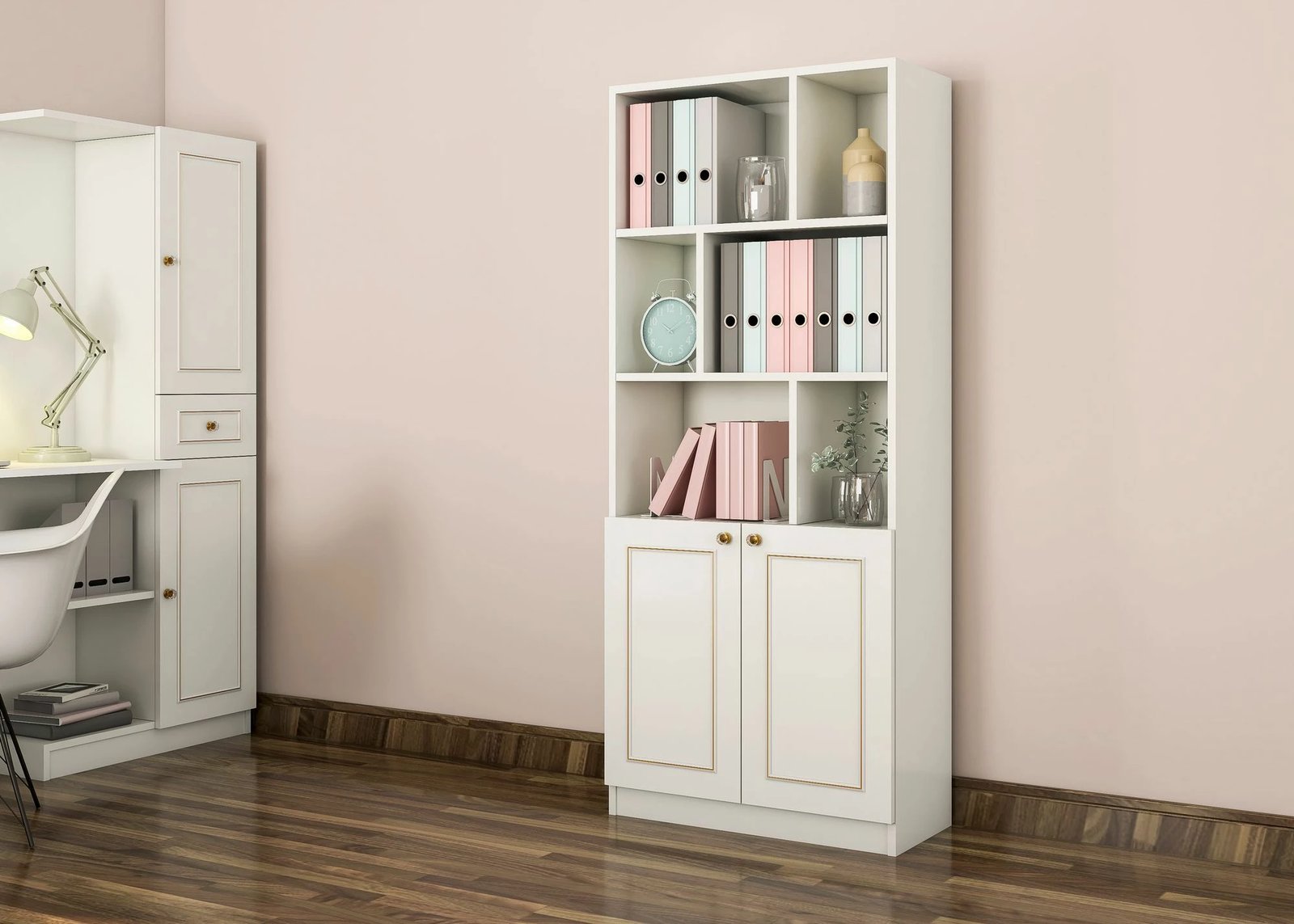 Raft librash Skye Decor, ngjyrë e bardhë mat, RB-089