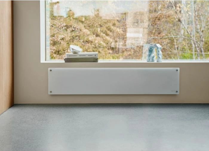 Ngrohës paneli MILL MB1000L DN 1000W, me xham, termostat digjital, IPX4, 123×25 cm, i bardhë