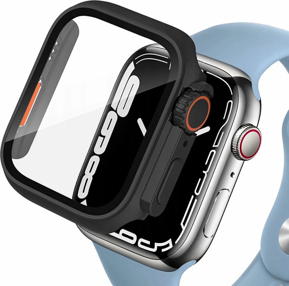Mbështjellës Tech-Protect Defense360 për Apple Watch 7/8/9 45mm, Zi/Portokalli