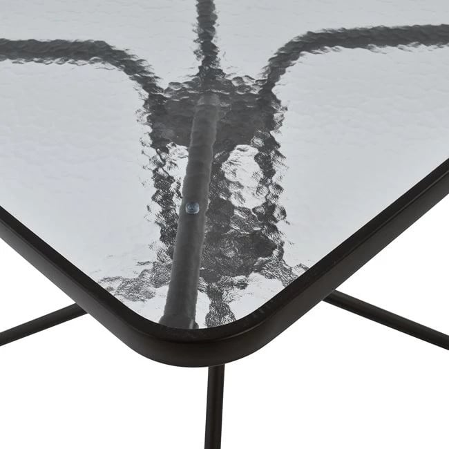 Tavolinë e jashtme katrore FIGO, ngjyrë kafe, metal-xham, 70x70x72H cm