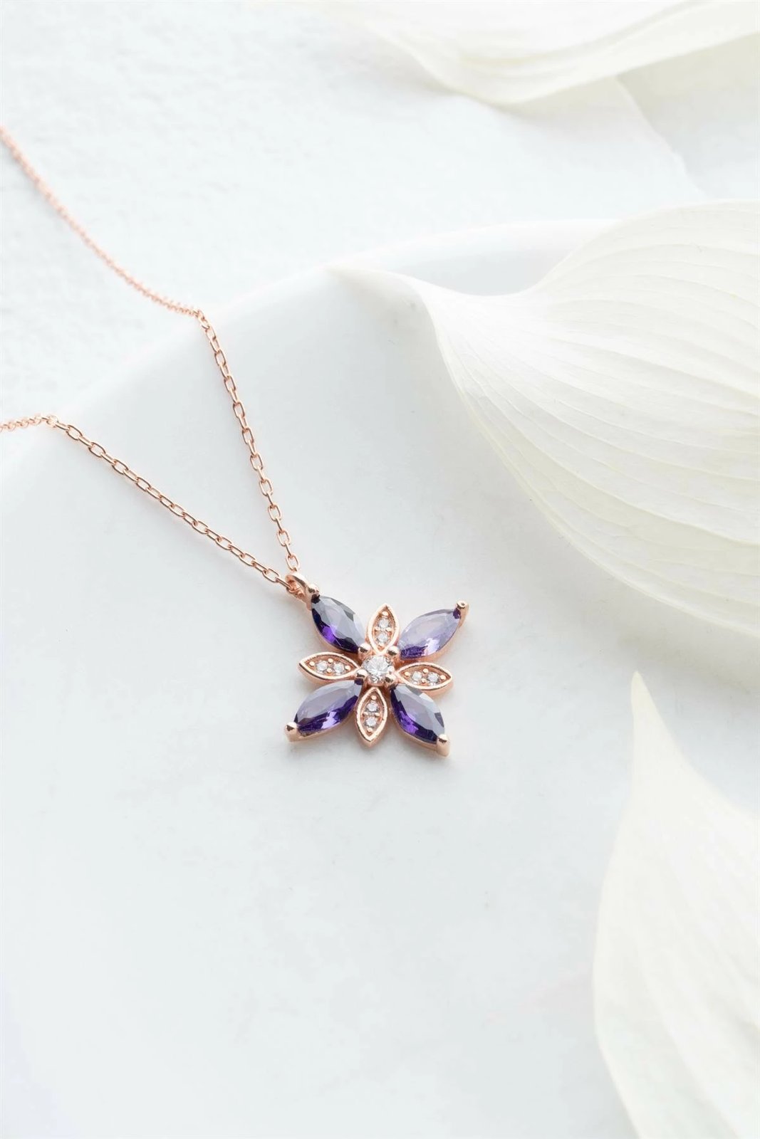 Qafore argjendi, ngjyrë rozë e artë, gurë të purpurt, Jumeon, NRZ999028