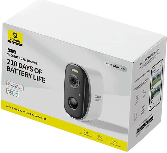 Kamerë sigurie Baseus N1, 2K, Wi-Fi, me bateri, e bardhë
