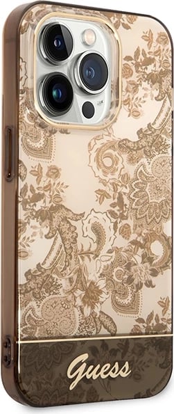 Mbështjellës Guess GUHCP14XHGPLHC për iPhone 14 Pro Max 6.7", Porcelain Collection, okër Mbështjellës Guess GUHCP14XHGPLHC për iPhone 14 Pro Max 6.7", Porcelain Collection, okër