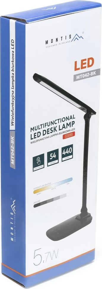 Llambë tavoline Montis MT042-BK, LED, 5.7 W, e zezë