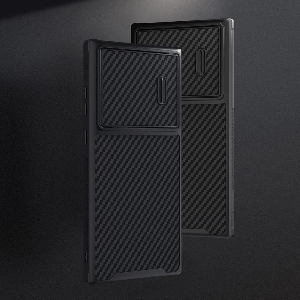 Mbështjellës Nillkin Synthetic Fiber S Case për Samsung Galaxy S23 Ultra, me kapak kamere, i zi