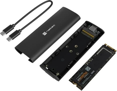 Kasë e jashtme Natec RHINO, për SSD M.2 NVMe, USB-C 3.1 Gen 2, e zezë