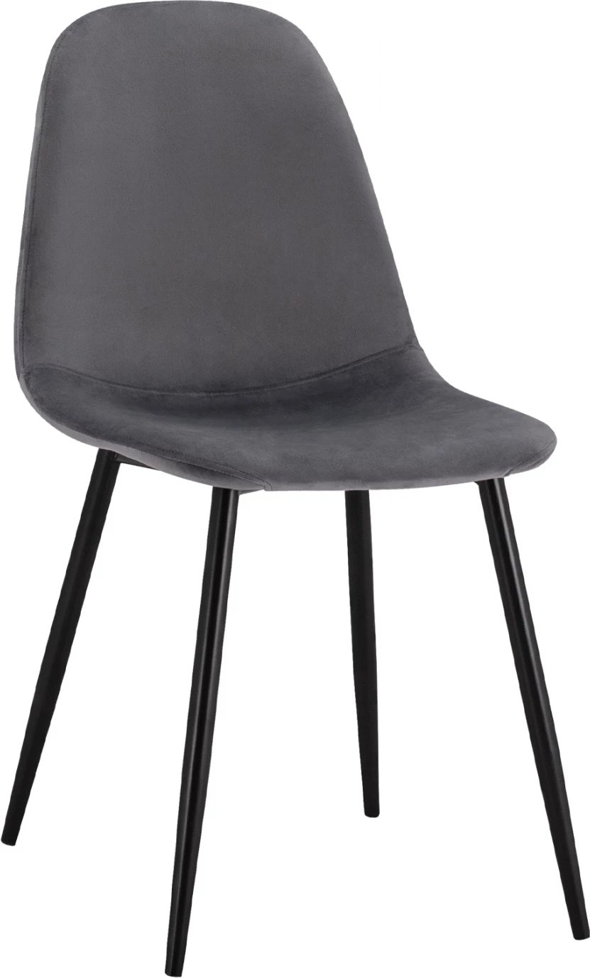 Karrige ngrënieje Leonardo kadife gri me këmbë metalike FH00100.01 45x53x85 cm., set prej 4 copë