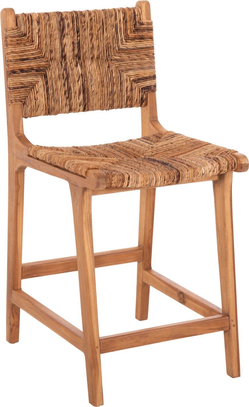 Karrige për bar WALTER FH9842 dru tik, ngjyrë natyrale, rush-matt, 46x55x96 cm