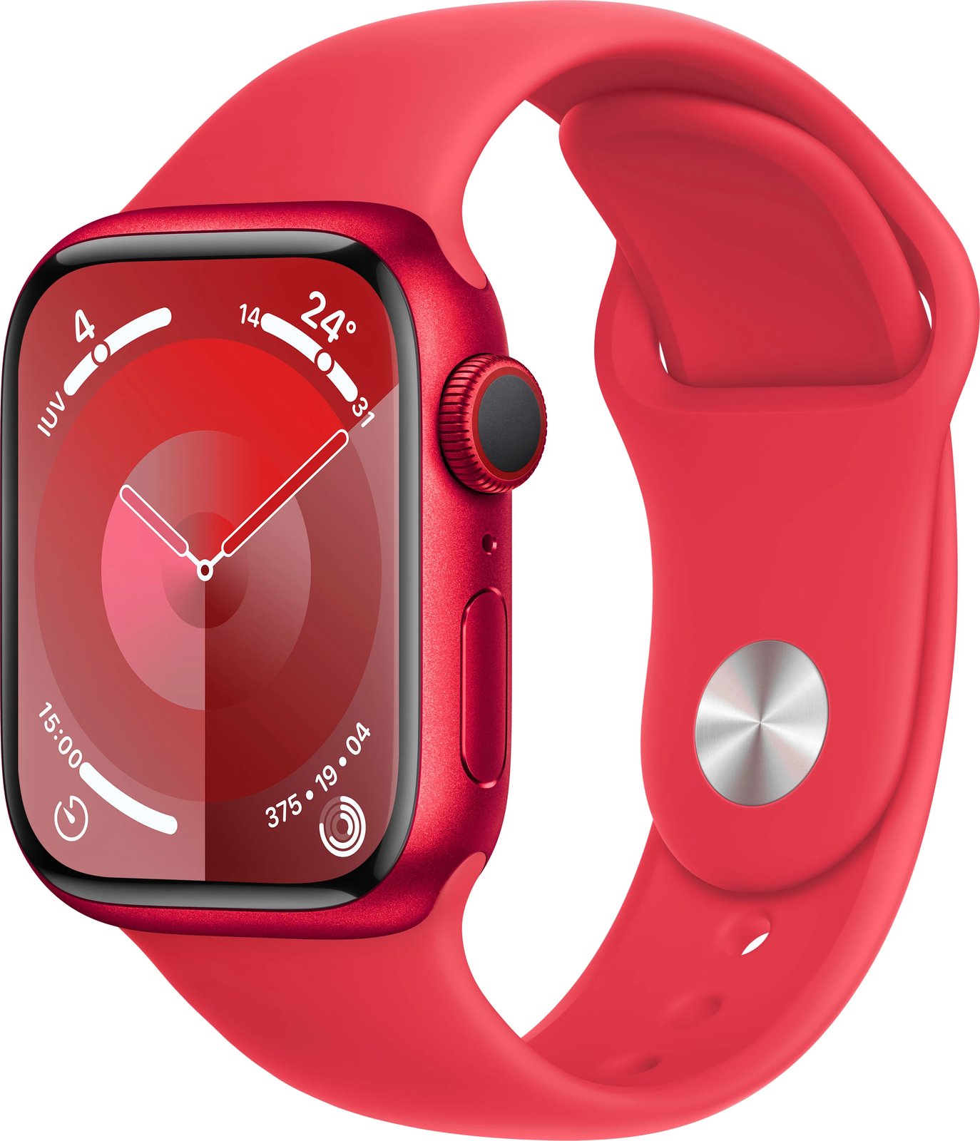 Smartwatch Apple, Seria 9 41mm, me kasë prej alumini të kuq dhe rrip sportiv të kuq