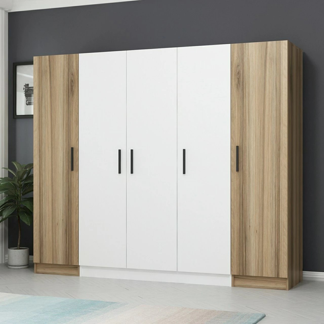 Dollap për rroba Skye Decor, ngjyrë e bardhë-dru, Kale - 3076