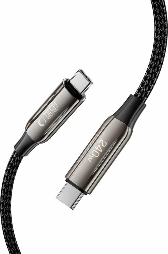 Kabllo USB-C Tech-Protect UB10T Ultraboost, 200cm, 240W, QC4.0, e zezë
