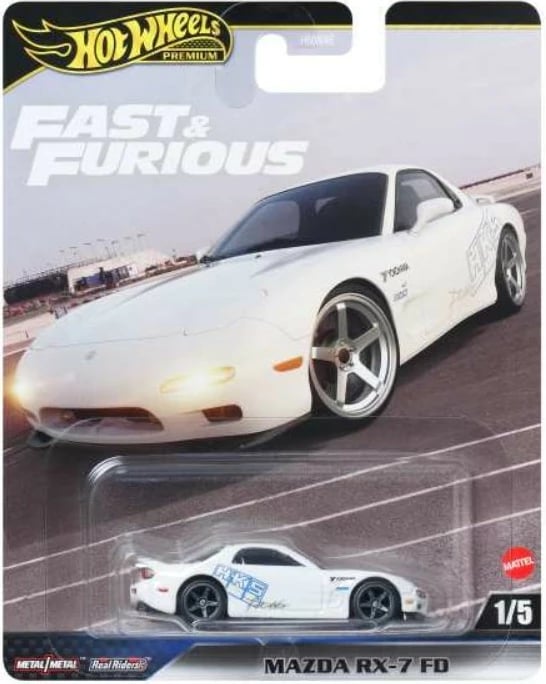 Makina lodër Hot Wheels Mazda RX-7 FD, Fast & Furious, 1:64, e bardhë