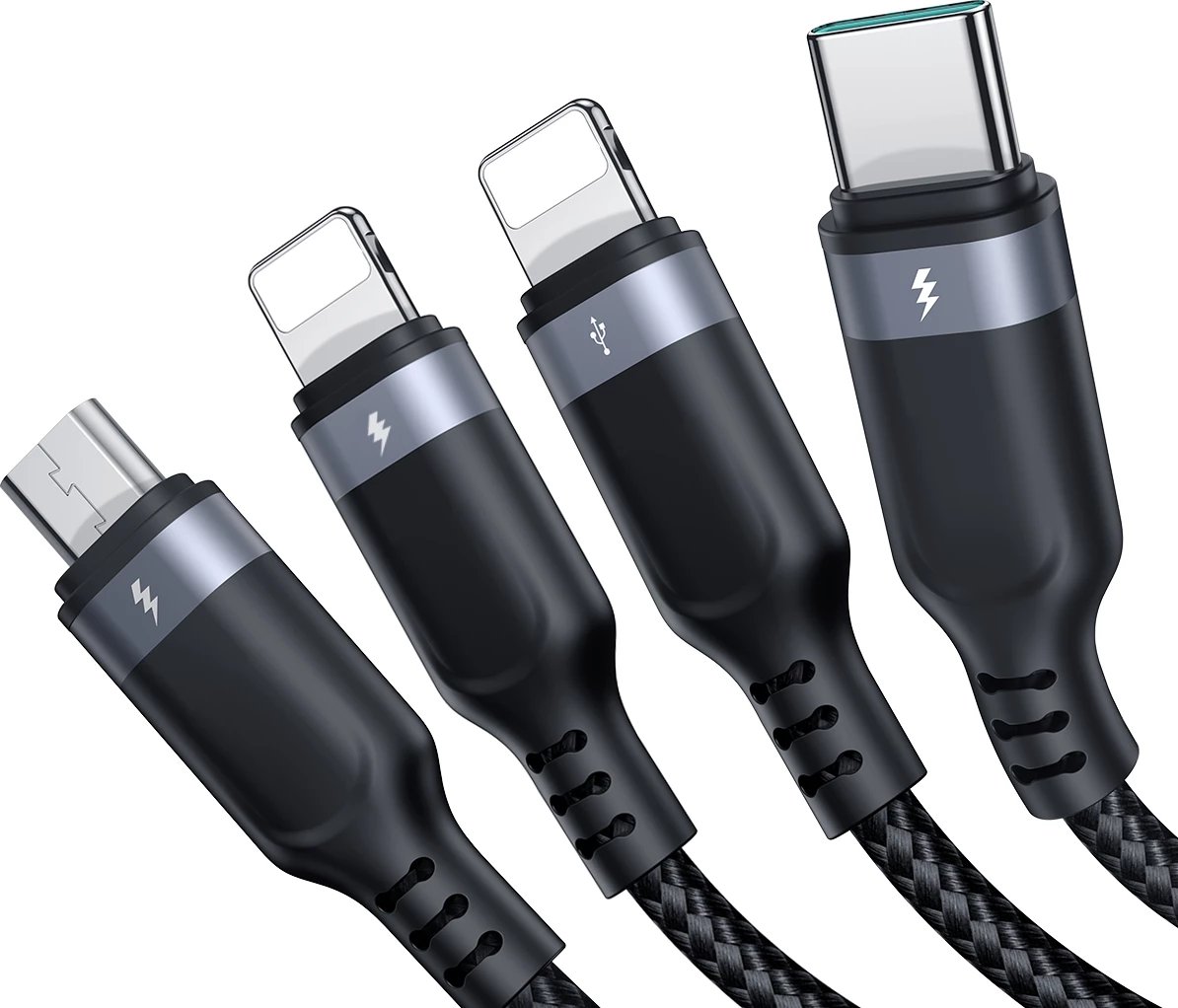Kabllo multifunksionale Joyroom S-A18, 1.2m, 4in1 USB-A në USB-C/2xLightning/micro USB, e zezë