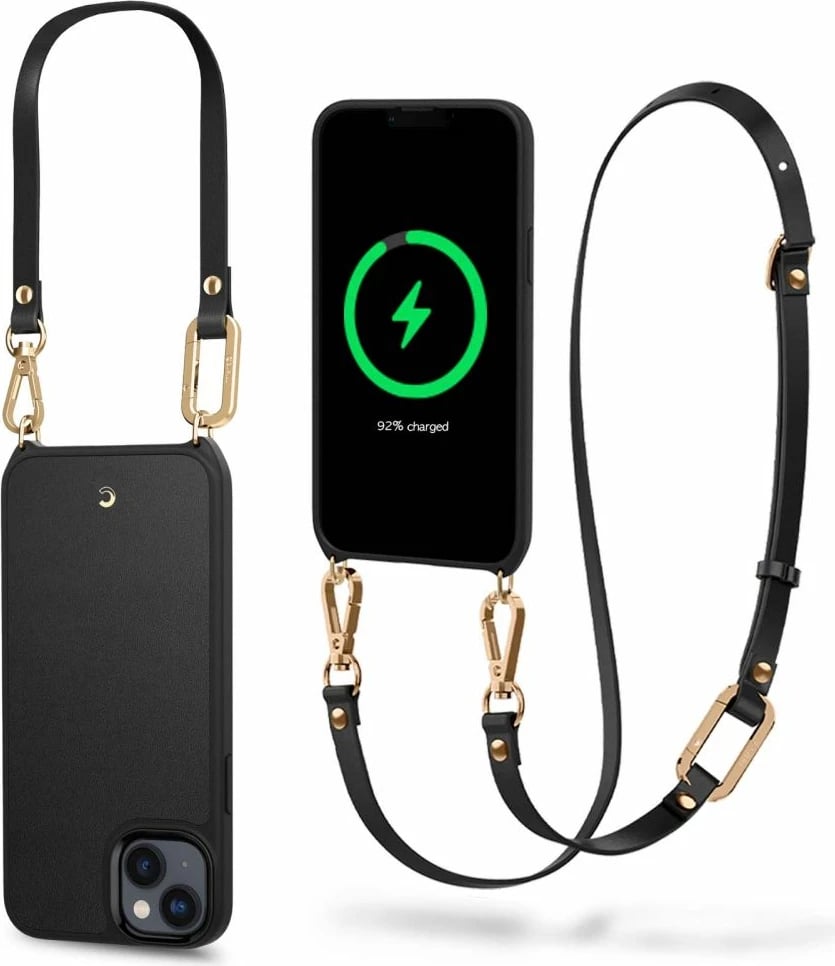 Mbështjellës Spigen Cyrill Classic Charm Mag për iPhone 14 Plus, MagSafe, i zi, me rrip