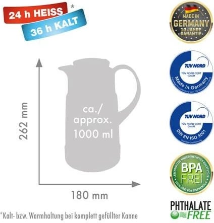 Termos ROTPUNKT, 1.0 l, ngjyrë ristretto (e zezë)