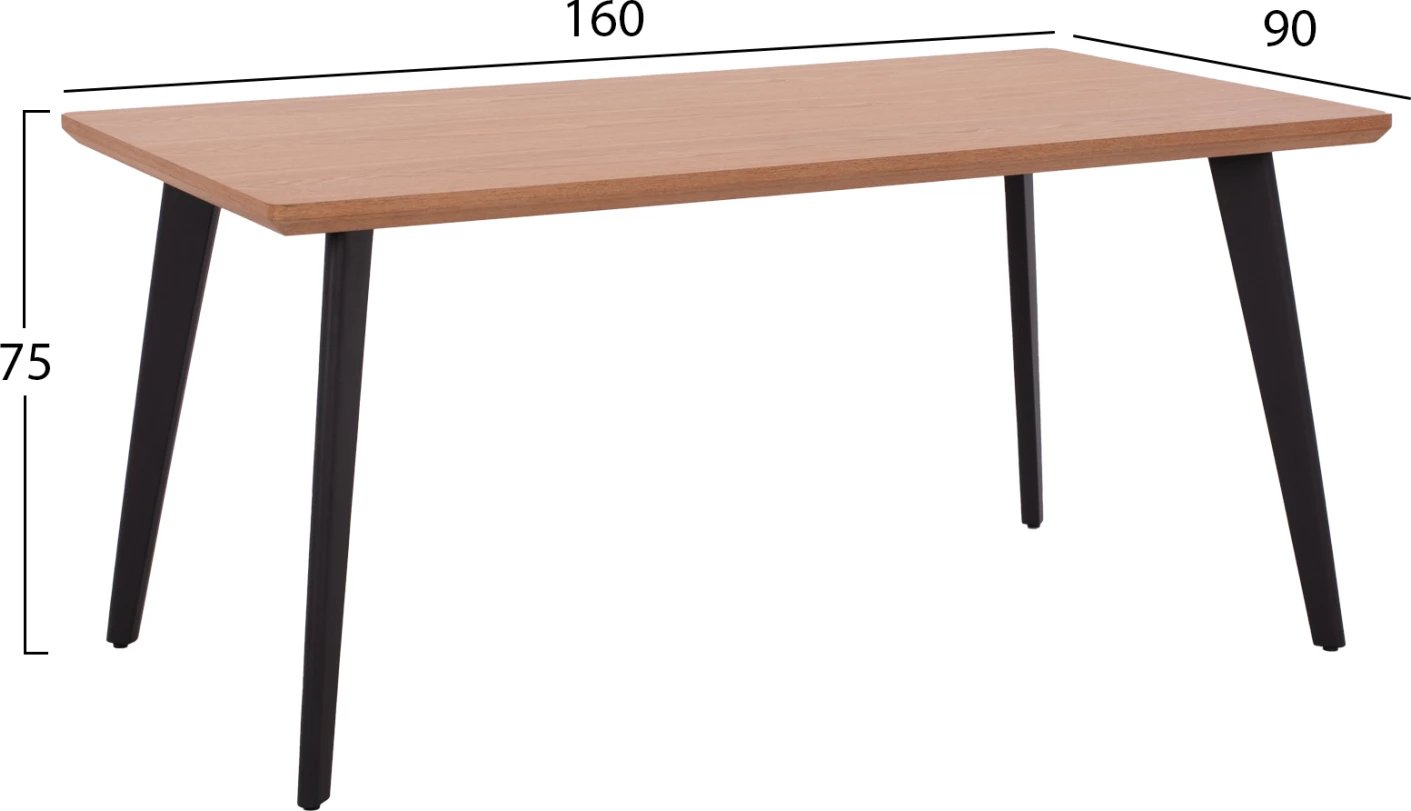 Tavolinë ngrënieje VALEN FH9301.01 MDF sipërfaqe lisi stil rustik 40mm e trashë 160x90x75Hcm