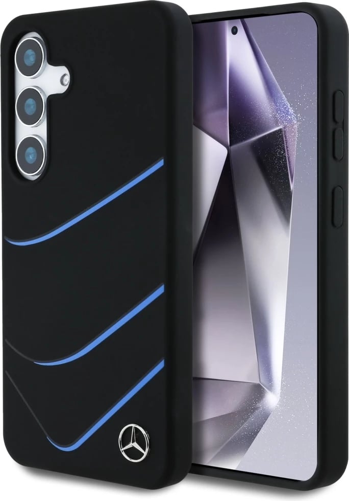 Mbështjellës Mercedes Silicone Contrasted Curves MagSafe për Samsung Galaxy S25, i zi