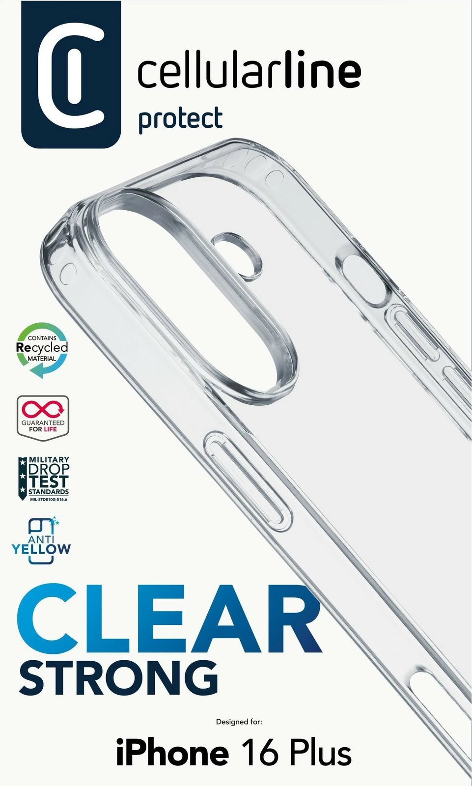 Mbështjellës Cellular Line për iPhone 16 Plus, transparent