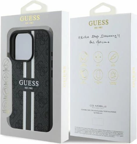 Mbështjellës Guess 4G Printed Stripes MagSafe për iPhone 16 Pro Max, i zi Mbështjellës Guess 4G Printed Stripes MagSafe për iPhone 16 Pro Max, i zi