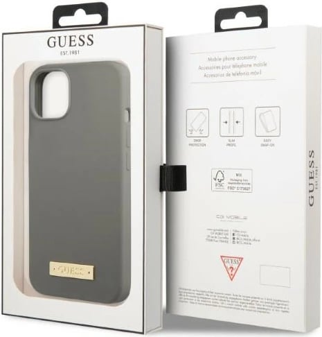 Mbështjellës Guess GUHMP13MSPLG për iPhone 13 6.1", silikon, MagSafe, gri