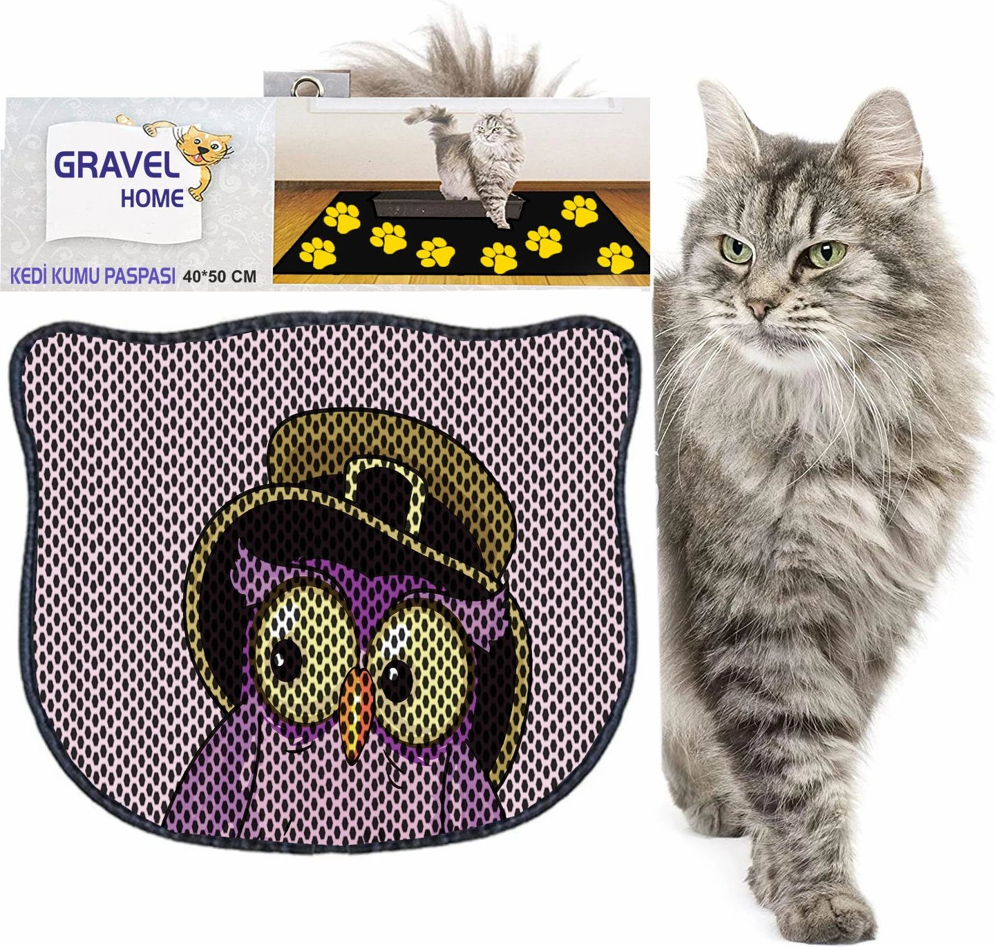 Tapet për rërë mace, shumëngjyrësh, Paws & Whiskers, Kdkafa0077, 40x50cm