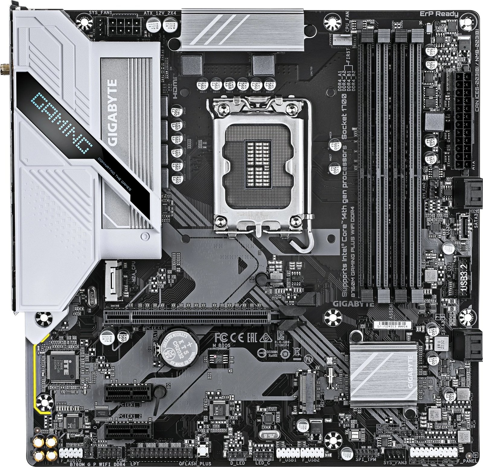 Pllakë amë Gigabyte B760M GAMING PLUS WIFI DDR4, LGA 1700, Wi-Fi 6, PCIe 4.0, e zezë/gri