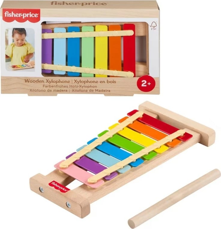 Ksylofon druri Fisher Price HXV13, shumëngjyrësh, me çekiç