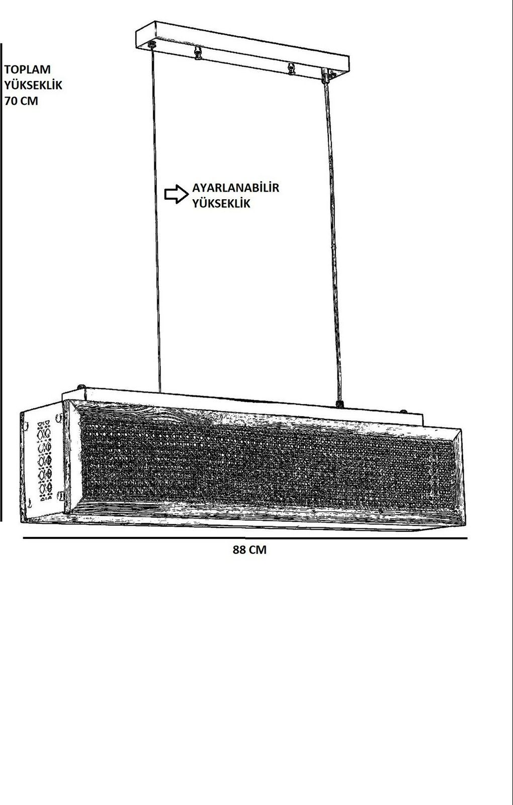 Llambë tavani Opviq, dru i pishës, kapak ratan, 8700-9