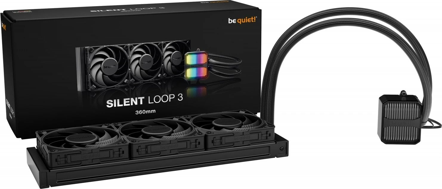Ftohës uji AIO be quiet! Silent Loop 3, 360mm, ARGB, 3 ventilatorë, i zi