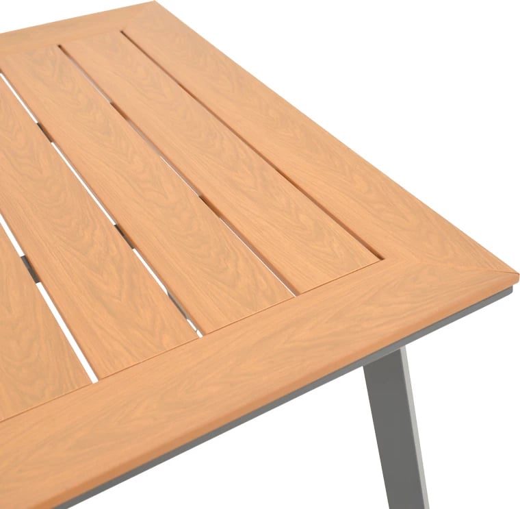 Tavolinë Griffith alumini dhe sipërfaqe tavoline në ngjyrë natyrale, 160x80x74cm