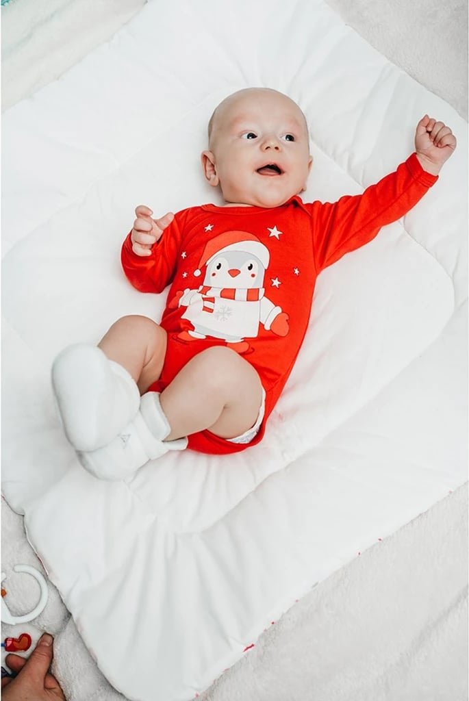 Bodi bebe, NEW BABY, Winter Penguin, me mëngë të gjata, pambuk 100%, madhësi 80 (9-12m), e kuqe