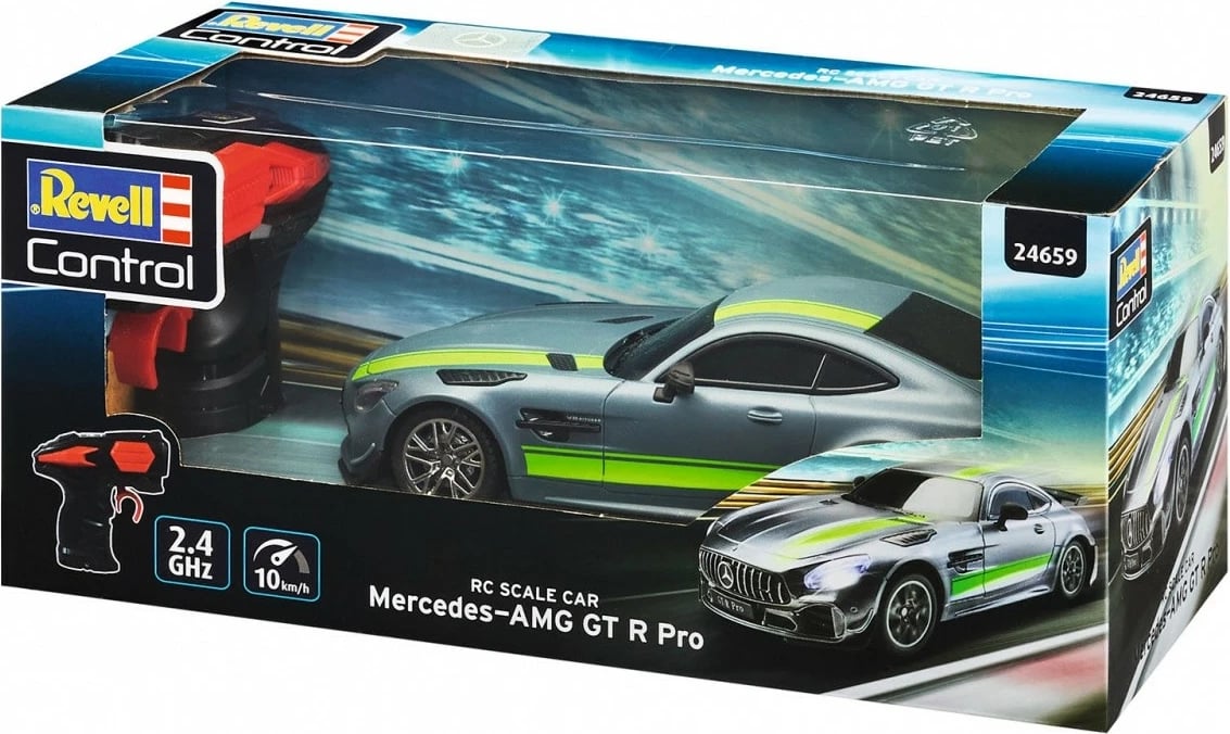 Makine me telekomandë Revell RC Mercedes-AMG GT R Pro, 1:24, Argjend/Jeshi/Kuqe