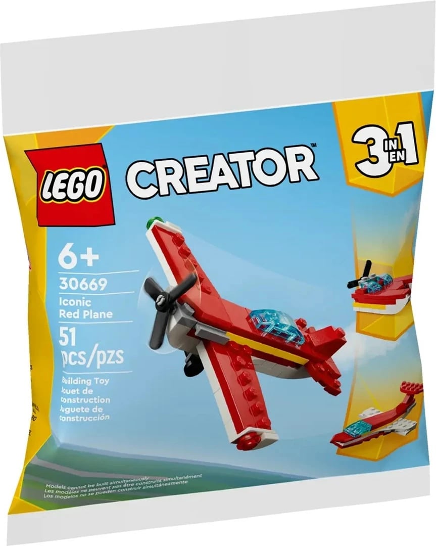 Set LEGO Creator 3 në 1, Iconic Red Plane, 30669, 51 pjesë