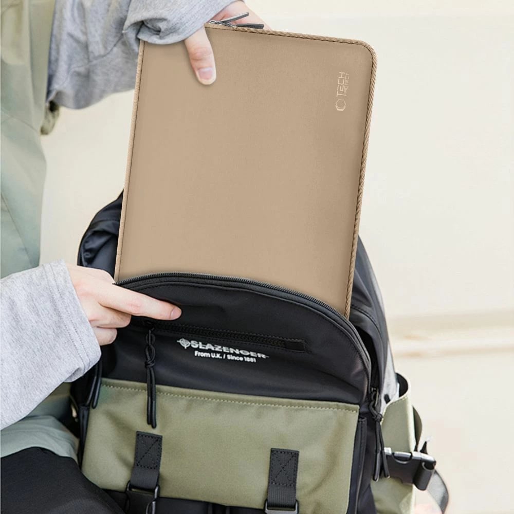 Kasë laptopi Tech-Protect NeoSlim 13-14", set me çantë aksesorësh, Bezhë
