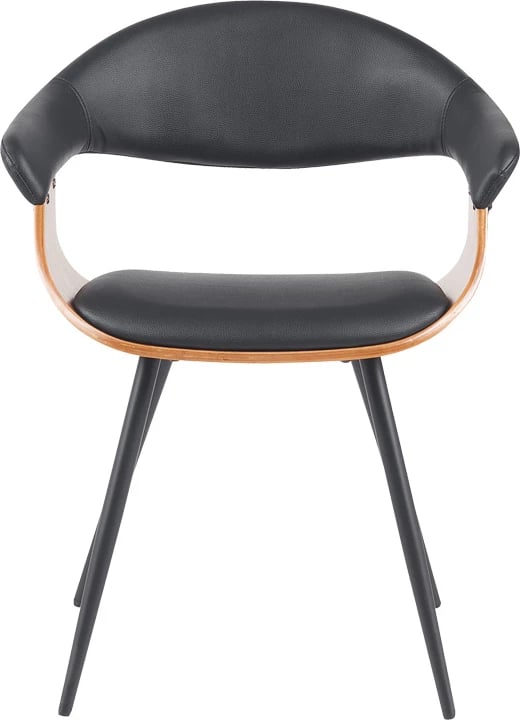 Karrige Austen, lëkurë artificiale e zezë, dru arre, metal i zi, 58x55x77cm