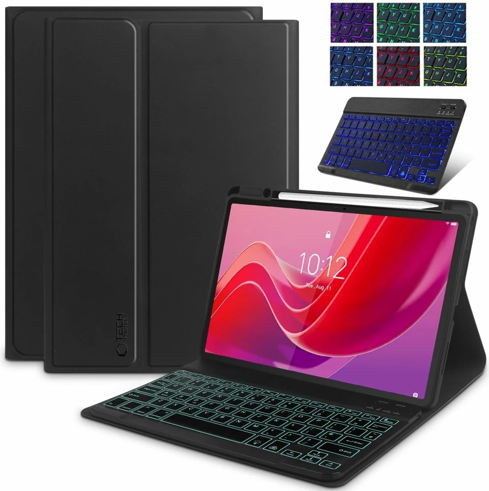 Mbështjellës me tastierë Tech-Protect SC Pen për Lenovo Tab M11 11", i zi, me vend për stylus, set