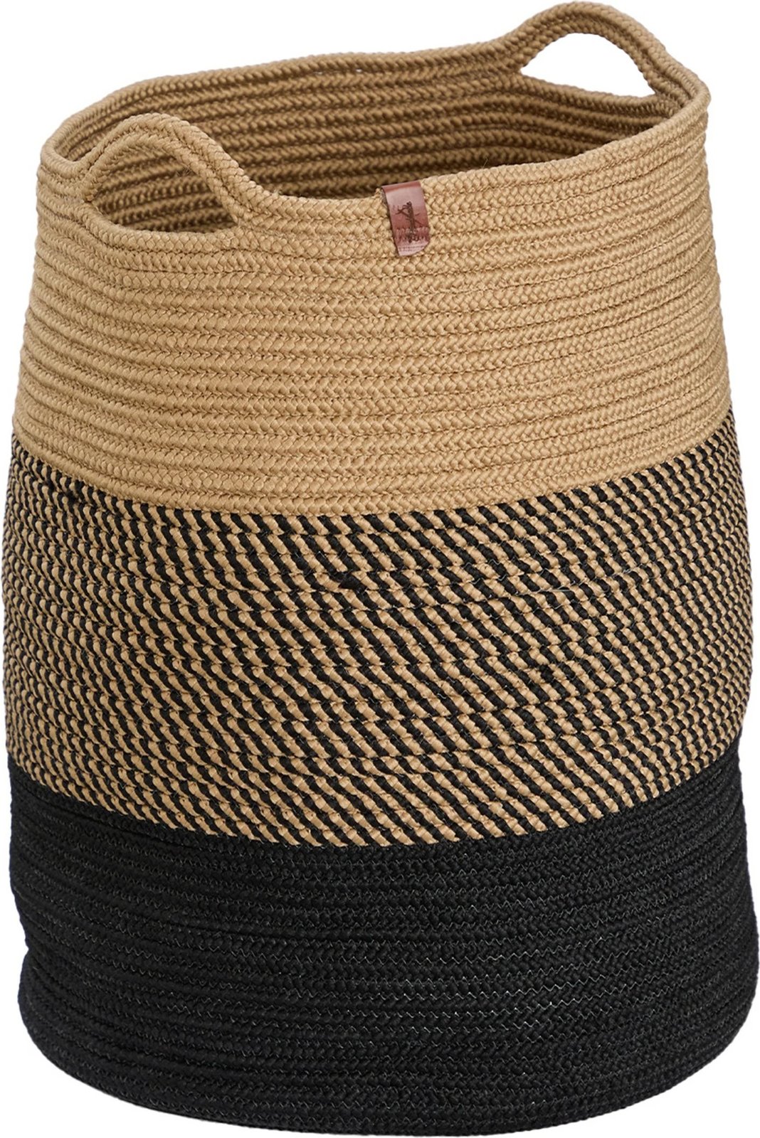 Shportë dekorative prej jute, ngjyrë kafe dhe e zezë, Coco24014, 22x22x35cm